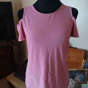 Michael Kors Pink and White Striped Blouse